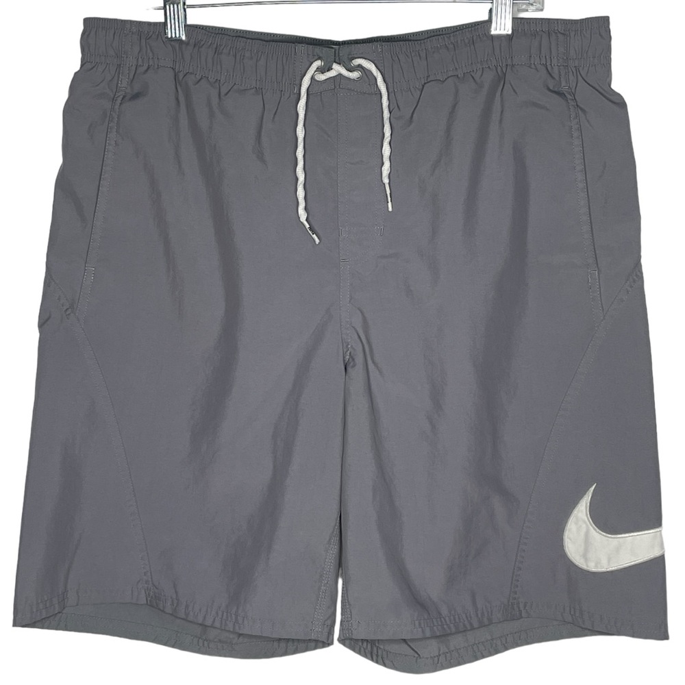 VTG Nike Swim Trunks Board Shorts Mens Size 36 Mesh Lined Swoosh Logo Gray